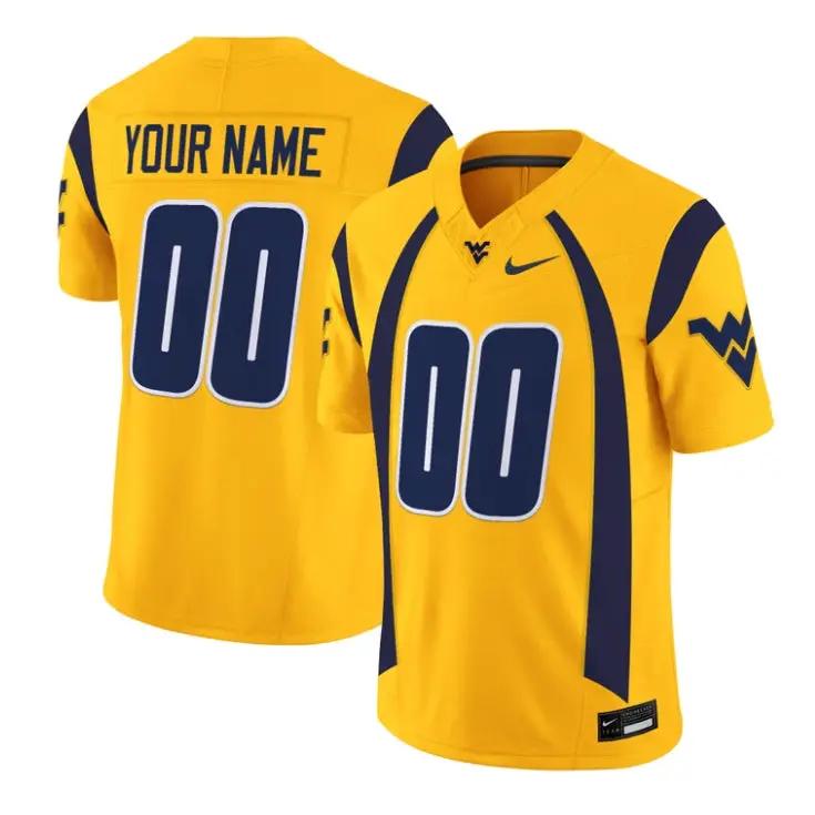 Custom West Virginia Mountaineers Jersey Throwback Vapor Limited Stitched Gold by My Store NCAA Football Jerseys