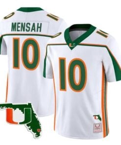 Darian Mensah Jersey #10 Miami Hurricanes Throwback Florida Patch Stitched by My Store NCAA Football Jerseys