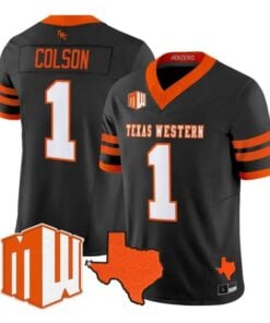 EJ Colson Jersey #1 UTEP Miners 2026 Going Dark in the Sun City Vapor Stitched by My Store NCAA Football Jerseys