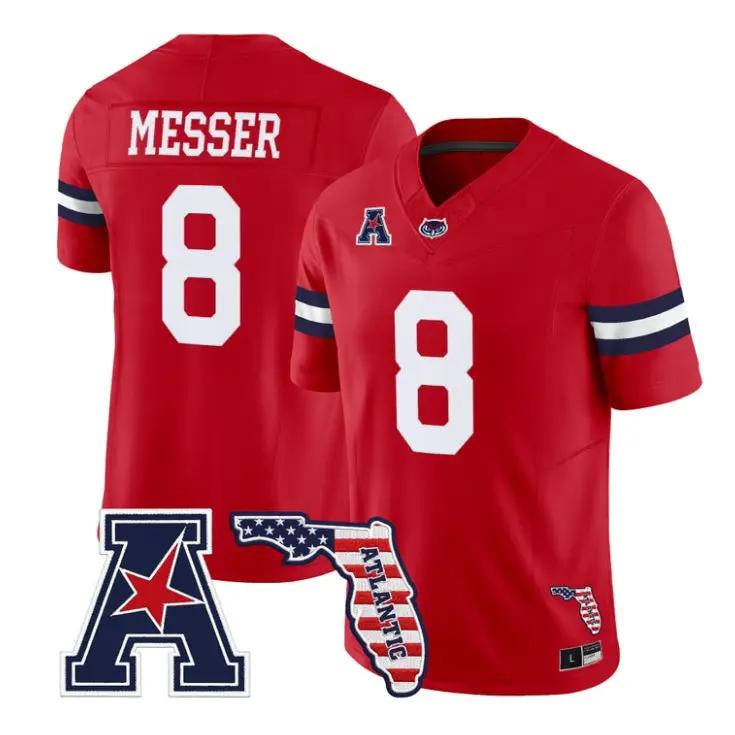 Easton Messer Jersey #8 Florida Atlantic Owls 2026 Florida Patch Stitched by My Store NCAA Football Jerseys