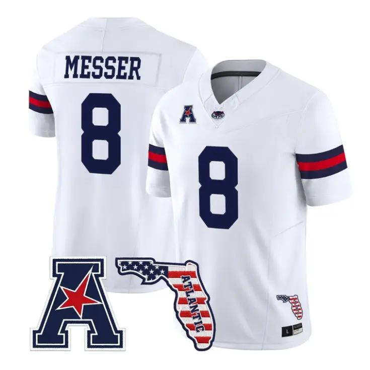 Easton Messer Jersey #8 Florida Atlantic Owls 2026 Florida Patch Stitched by My Store NCAA Football Jerseys