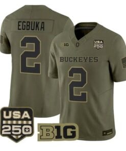 Emeka Egbuka Jersey #2 Ohio State Buckeyes 2026 Salute to Service Stitched Olive by My Store NCAA Football Jerseys