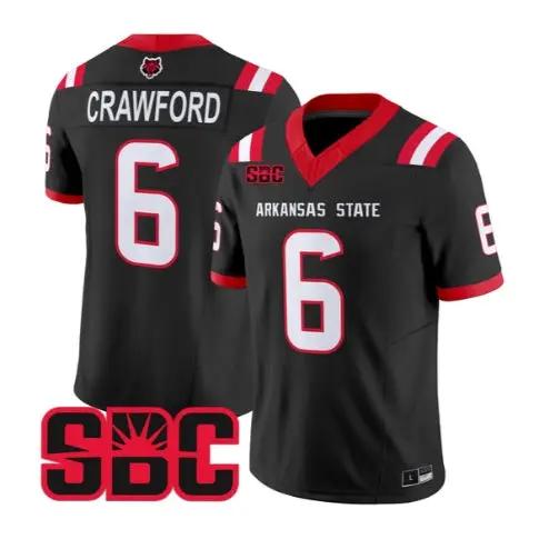 Ethan Crawford Jersey #6 Arkansas State Red Wolves 2026 Stitched by My Store NCAA Football Jerseys