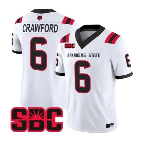 Ethan Crawford Jersey #6 Arkansas State Red Wolves 2026 Stitched by My Store NCAA Football Jerseys