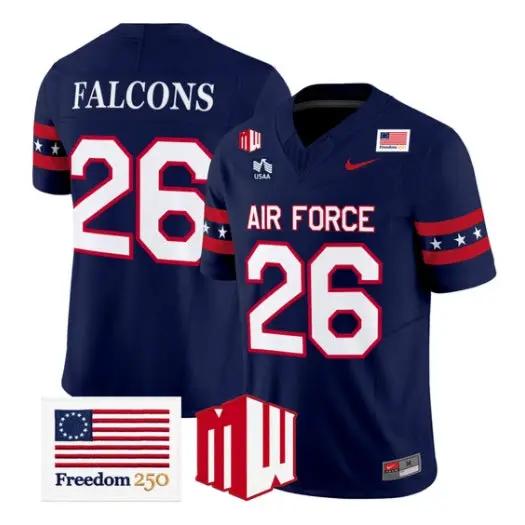 Falcons Jersey #26 Air Force Falcons 2026 Freedom 250 Vapor Stitched by My Store NCAA Football Jerseys
