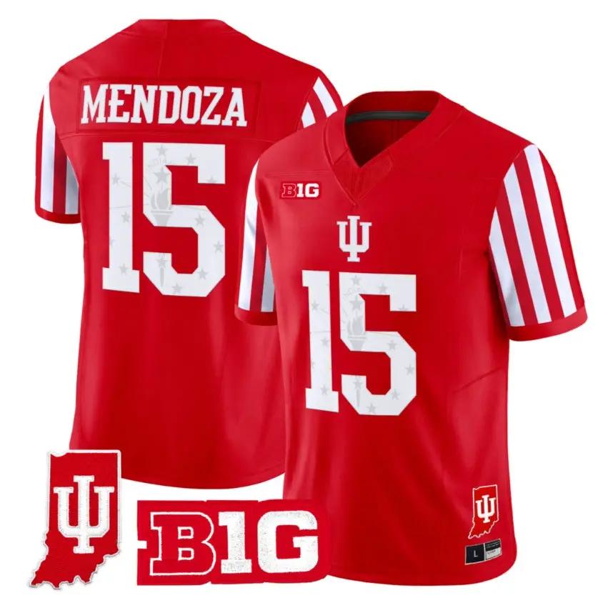 Fernando Mendoza Jersey #15 Indiana Hoosiers 2026 Indiana State Patch Stitched by My Store NCAA Football Jerseys