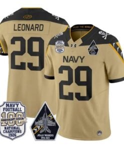 Gage Leonard Jersey #29 Navy Midshipmen 100th Anni Patch All Stitched by My Store NCAA Football Jerseys