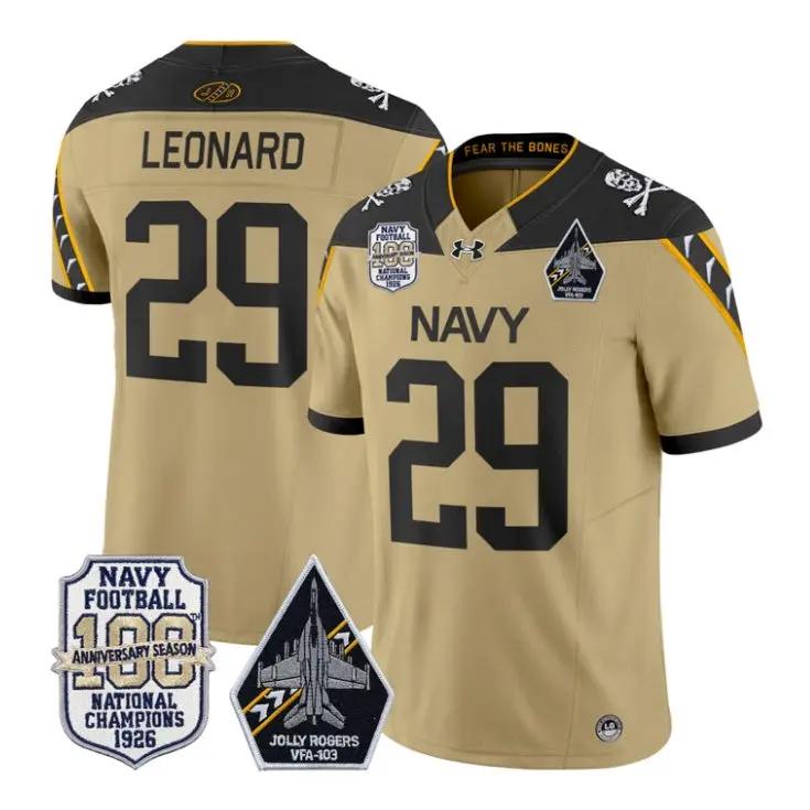 Gage Leonard Jersey #29 Navy Midshipmen 100th Anni Patch All Stitched by My Store NCAA Football Jerseys