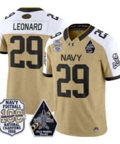 Gage Leonard Jersey #29 Navy Midshipmen 100th Anni Patch All Stitched by My Store NCAA Football Jerseys