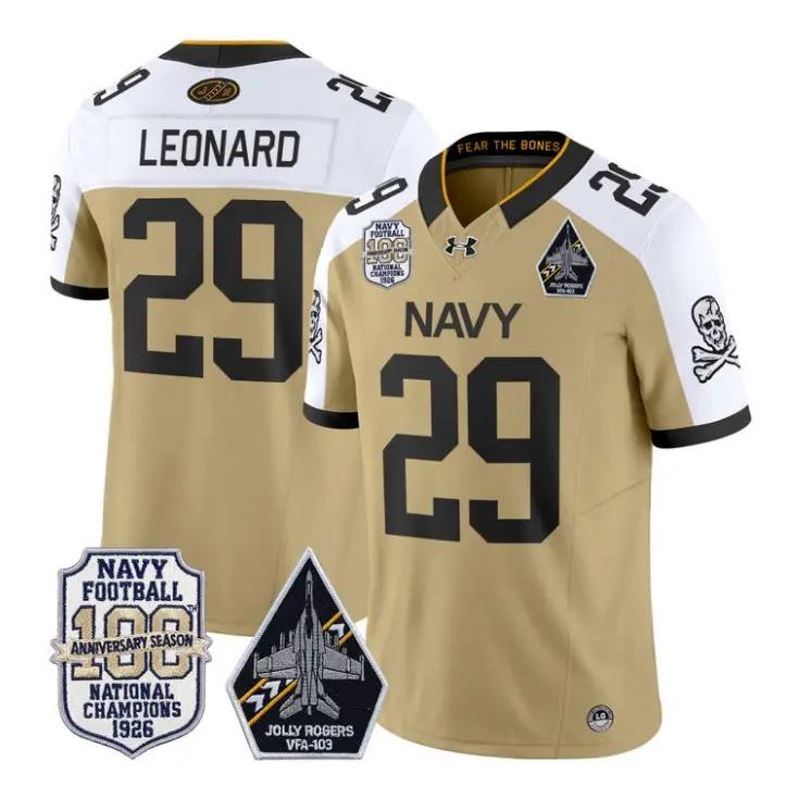 Gage Leonard Jersey #29 Navy Midshipmen 100th Anni Patch All Stitched by My Store NCAA Football Jerseys