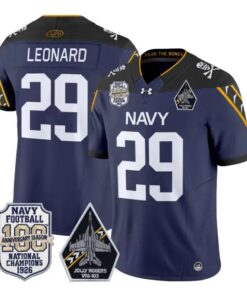 Gage Leonard Jersey #29 Navy Midshipmen 100th Anni Patch All Stitched by My Store NCAA Football Jerseys