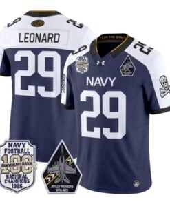 Gage Leonard Jersey #29 Navy Midshipmen 100th Anni Patch All Stitched by My Store NCAA Football Jerseys