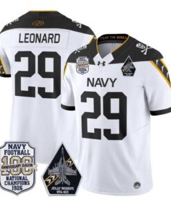 Gage Leonard Jersey #29 Navy Midshipmen 100th Anni Patch All Stitched by My Store NCAA Football Jerseys