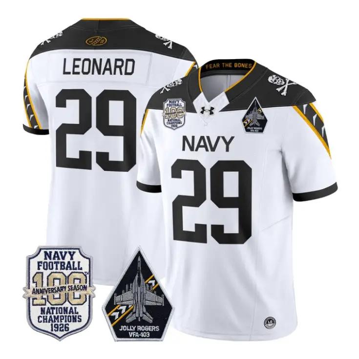 Gage Leonard Jersey #29 Navy Midshipmen 100th Anni Patch All Stitched by My Store NCAA Football Jerseys