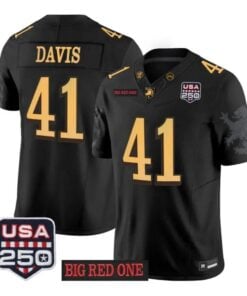 Glenn Davis Jersey #41 Army Black Knights 2026 Big Red One USA250 Patch Stitched by My Store NCAA Football Jerseys