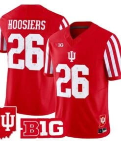 Hoosiers Jersey #26 Indiana Hoosiers 2026 Indiana State Patch Vapor All Stitched by My Store NCAA Football Jerseys