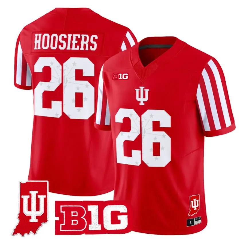 Hoosiers Jersey #26 Indiana Hoosiers 2026 Indiana State Patch Vapor All Stitched by My Store NCAA Football Jerseys