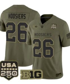 Hoosiers Jersey #26 Indiana Hoosiers 2026 Salute to Service All Stitched Olive by My Store NCAA Football Jerseys
