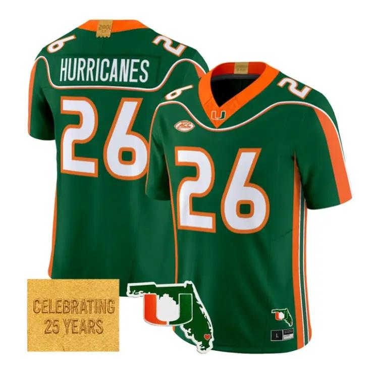 Hurricanes Jersey #26 Miami Hurricanes 2001 Throwback 2026 Vapor Stitched by My Store NCAA Football Jerseys