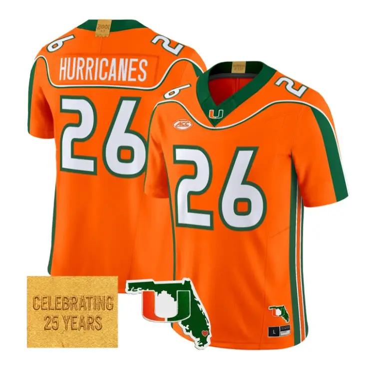 Hurricanes Jersey #26 Miami Hurricanes 2001 Throwback 2026 Vapor Stitched by My Store NCAA Football Jerseys