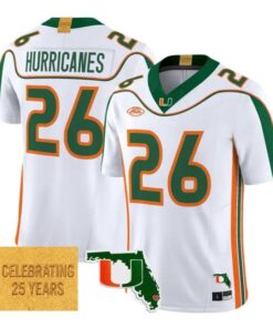 Hurricanes Jersey #26 Miami Hurricanes 2001 Throwback 2026 Vapor Stitched by My Store NCAA Football Jerseys