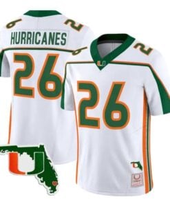 Hurricanes Jersey #26 Miami Hurricanes Throwback Florida Patch Stitched by My Store NCAA Football Jerseys