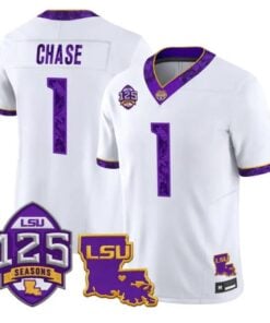 Ja Marr Chase Jersey #1 LSU Tigers Silent Season of 1918 Louisiana Patch Stitched by My Store NCAA Football Jerseys