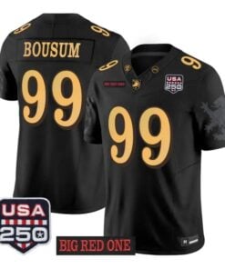 Jack Bousum Jersey #99 Army Black Knights 2026 Big Red One USA250 Patch Stitched by My Store NCAA Football Jerseys