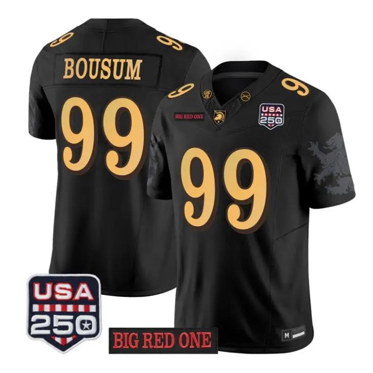 Jack Bousum Jersey #99 Army Black Knights 2026 Big Red One USA250 Patch Stitched by My Store NCAA Football Jerseys