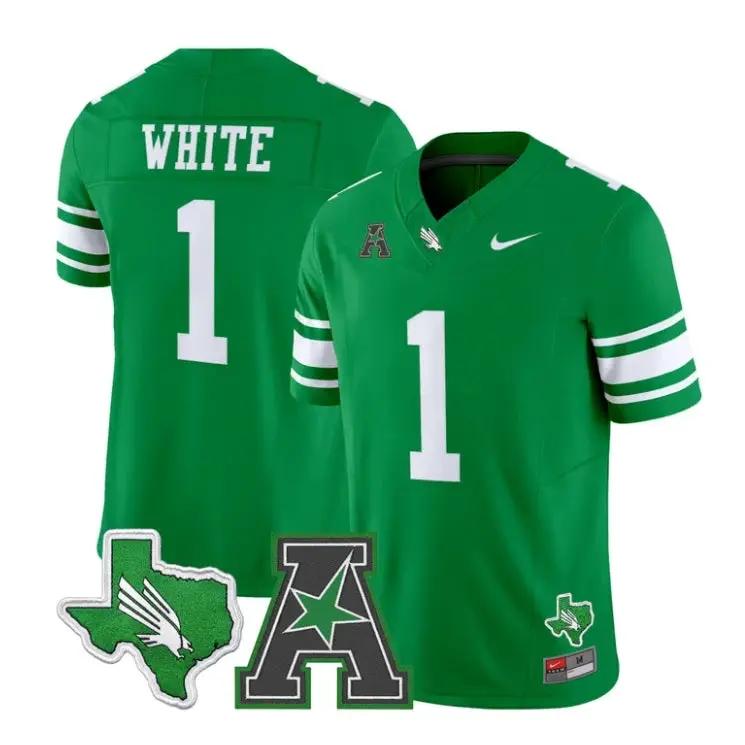 Jahiem White Jersey #1 North Texas Mean Green 2026 Limited Stitched by My Store NCAA Football Jerseys