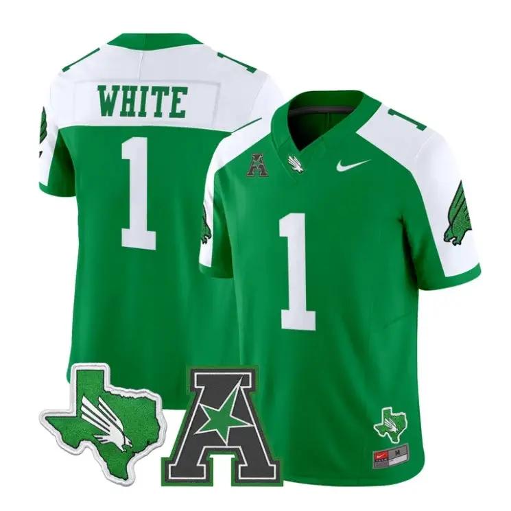 Jahiem White Jersey #1 North Texas Mean Green 2026 Limited Stitched by My Store NCAA Football Jerseys
