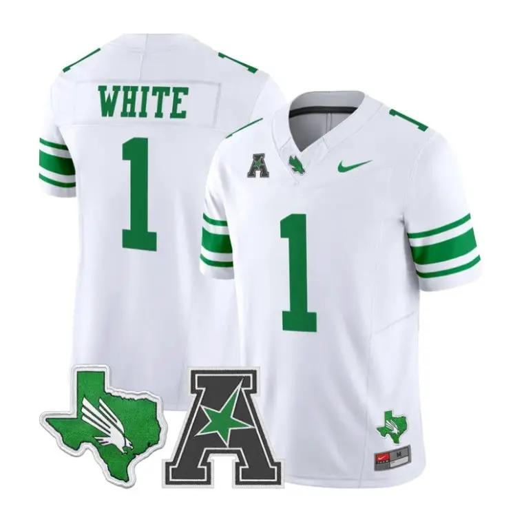Jahiem White Jersey #1 North Texas Mean Green 2026 Limited Stitched by My Store NCAA Football Jerseys