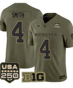Jeremiah Smith Jersey #4 Ohio State Buckeyes 2026 Vapor Limited Stitched Olive by My Store NCAA Football Jerseys