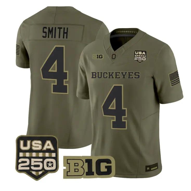 Jeremiah Smith Jersey #4 Ohio State Buckeyes 2026 Vapor Limited Stitched Olive by My Store NCAA Football Jerseys