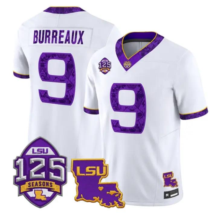 Joe Burrow Jersey #9 LSU Tigers Silent Season of 1918 Louisiana Patch Stitched by My Store NCAA Football Jerseys
