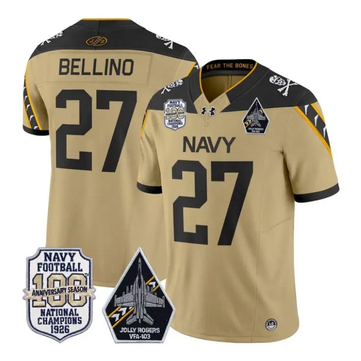 Joe Bellino Jersey #27 Navy Midshipmen 100th Anni Patch All Stitched by My Store NCAA Football Jerseys