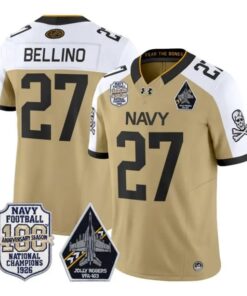 Joe Bellino Jersey #27 Navy Midshipmen 100th Anni Patch All Stitched by My Store NCAA Football Jerseys