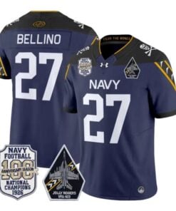 Joe Bellino Jersey #27 Navy Midshipmen 100th Anni Patch All Stitched by My Store NCAA Football Jerseys