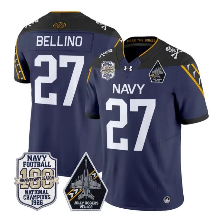 Joe Bellino Jersey #27 Navy Midshipmen 100th Anni Patch All Stitched by My Store NCAA Football Jerseys