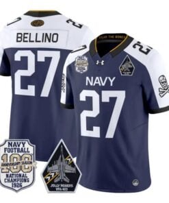 Joe Bellino Jersey #27 Navy Midshipmen 100th Anni Patch All Stitched by My Store NCAA Football Jerseys