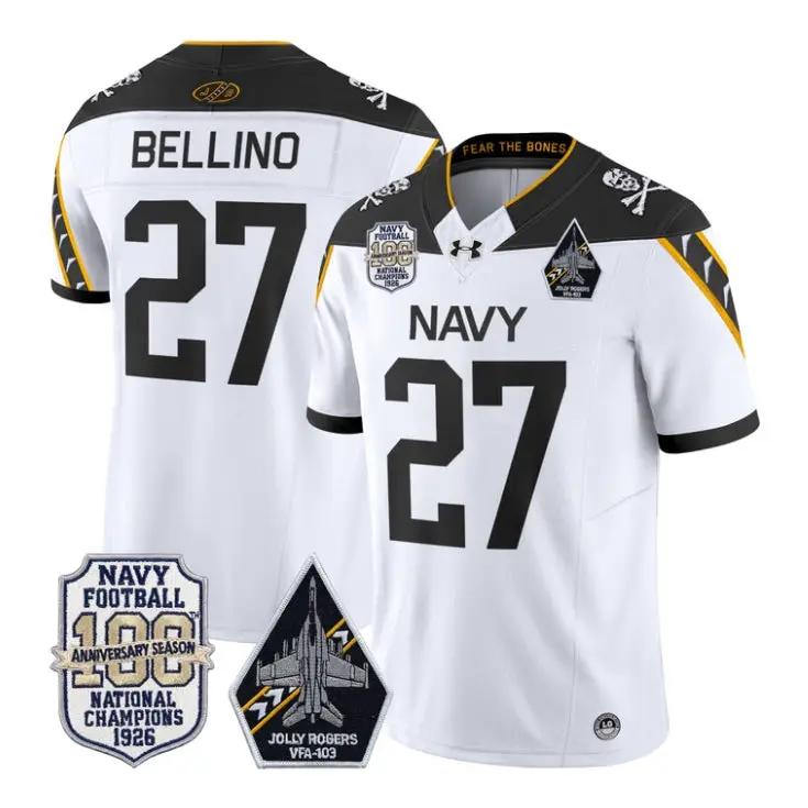 Joe Bellino Jersey #27 Navy Midshipmen 100th Anni Patch All Stitched by My Store NCAA Football Jerseys