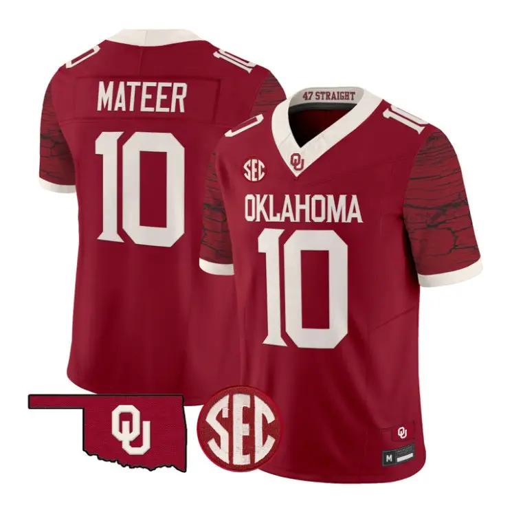 John Mateer Jesey #10 Oklahoma Sooners 2026 Rough Rider Vapor Stitched by My Store NCAA Football Jerseys