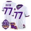 Jordan Seaton Jersey #77 LSU Tigers Silent Season of 1918 Louisiana Patch Stitched