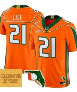 Jordan Lyle Jersey #21 Miami Hurricanes 2001 Throwback 2026 All Stitched by My Store NCAA Football Jerseys