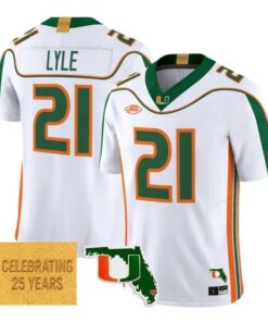 Jordan Lyle Jersey #21 Miami Hurricanes 2001 Throwback 2026 All Stitched by My Store NCAA Football Jerseys