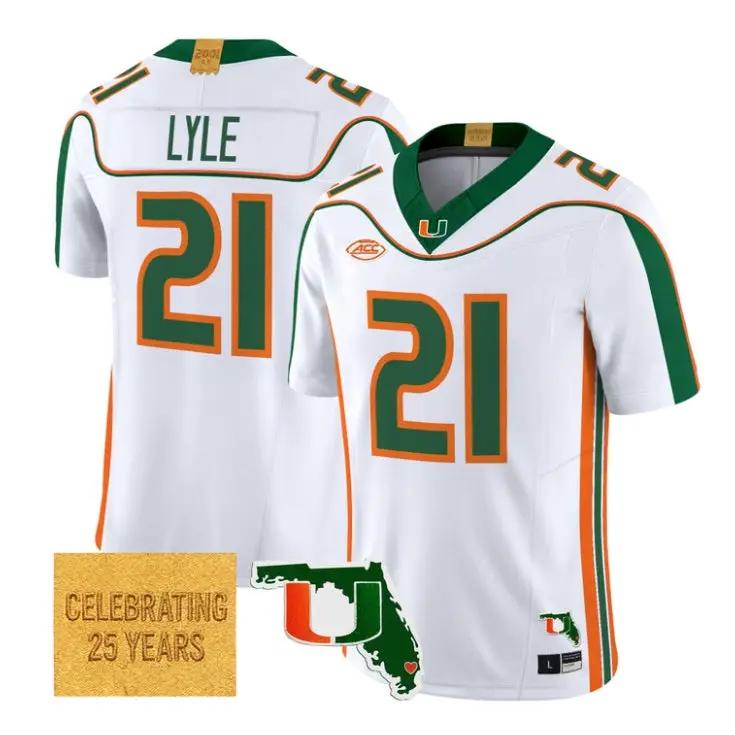 Jordan Lyle Jersey #21 Miami Hurricanes 2001 Throwback 2026 All Stitched by My Store NCAA Football Jerseys