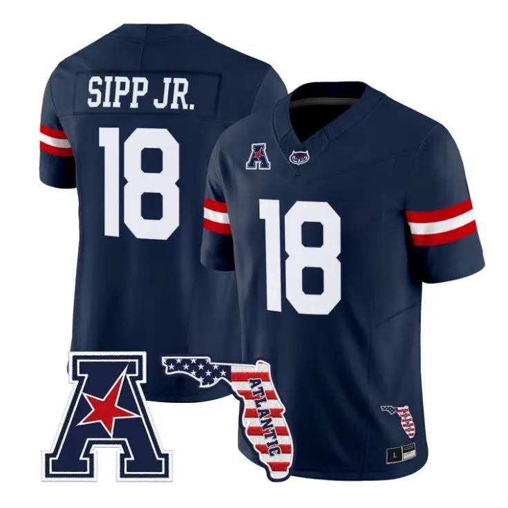Joseph Sipp Jr Jersey #18 Florida Atlantic Owls 2026 Florida Patch Stitched by My Store NCAA Football Jerseys