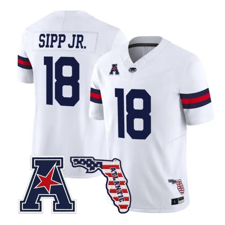 Joseph Sipp Jr Jersey #18 Florida Atlantic Owls 2026 Florida Patch Stitched by My Store NCAA Football Jerseys