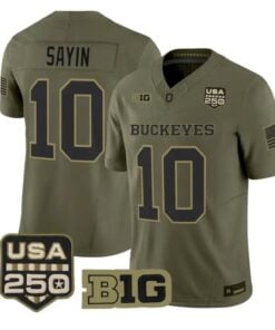 Julian Sayin Jersey #10 Ohio State Buckeyes 2026 Salute to Service Stitched Olive by My Store NCAA Football Jerseys
