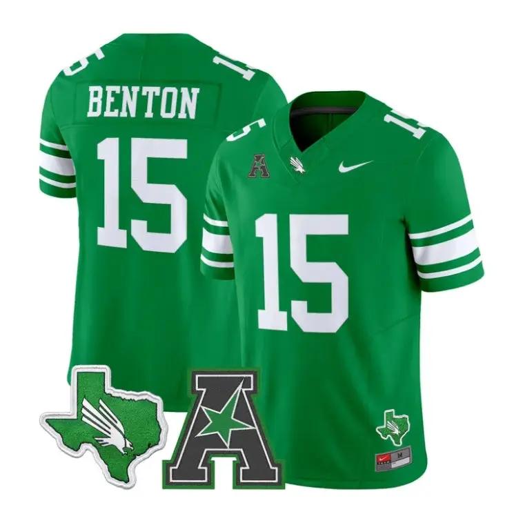 Justin Benton Jersey #15 North Texas Mean Green 2026 Vapor Stitched by My Store NCAA Football Jerseys